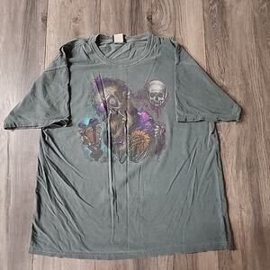 Harley Davidson XL Green Pocono Mountain Double Sided T-Shirt Skulls